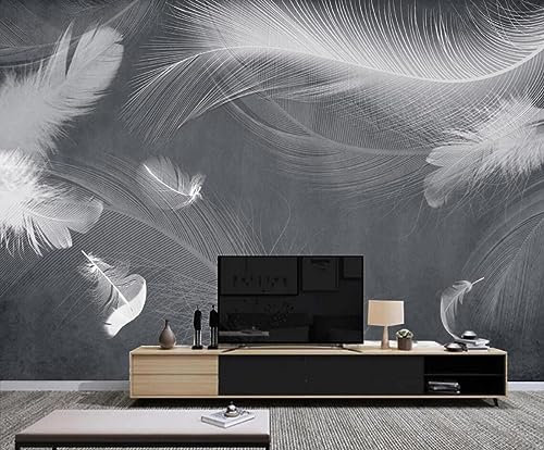 Fototapete 3D Tapete Schwarz-Weiße Graue Feder Im Retro-Stil Tapeten Vliestapete Wandbilder XXL Wanddeko Wandtapete -306239 200x140cm
