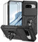 Dechyi Coque pour Google Pixel 7 avec Verre TrempéLentille Coulissante Couverture Support d’Anneau Rotatif Armor Silicone Étui Antichoc Housse Bumper-Noir