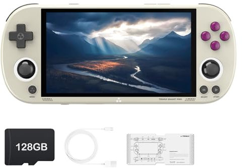 Trimui Smart Pro - Console di gioco portatile, display da 4,96 pollici, sistema Linux, scheda TF 128 G integrata, colore: grigio retrò