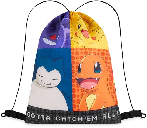 Pokemon Jungen Kordelzug Turnbeutel, Schwimmtasche Kinder Gym Bag Sporttasche - Jungs Geschenke Pikachu (Mehrfarbig)