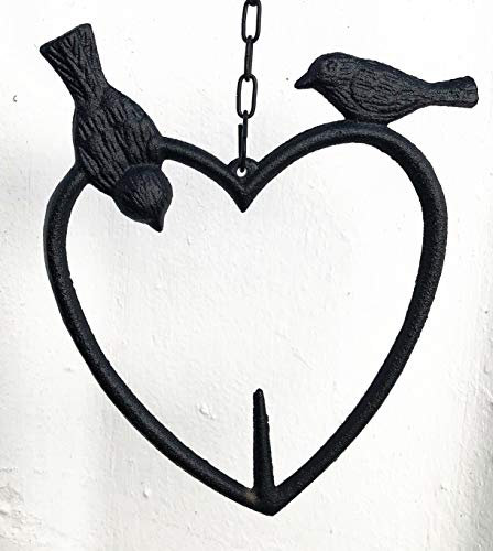 Cast Iron Heart Shape Wild Bird Hanging Fruit Feeder In 2 Colours (black)