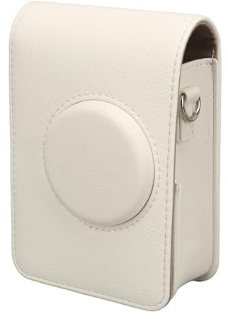 Mini EVO Case, PU Leather Travel Case for Instax Mini EVO Camera, Vintage Instant Camera Case with Removable Shoulder Strap (White)