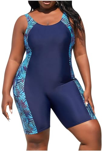 Women One Piece Boyleg Swimsuit Athletic Tummy Control Swimwear Surfing Rash Guard Swimming Costume Plus Size Modest Swimwear Bathing Suit Tankini Beachwear Ladies Sport Swimming Costume UK Size 12-20