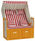Kangmusi Strandkorb mit Kissen Poly Rattan und Massivholz Rot & Weiß,318665