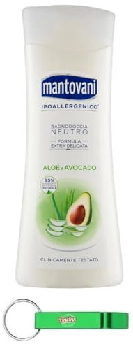 12x Mantovani Bagnodoccia Neutro Aloe e Avocado - Neutrales Duschgel mit Aloe und Avocado 400ml + Beni Culinari Kostenloser Schlüsselanhänger