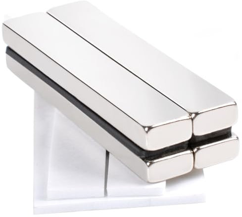 4 Stück Magnete Stark Groß, 60x10x5mm Neodym Magnete Extra Stark Flach Starke Magnete Selbstklebend Stark Magneten für Magnettafel Küchenschrank Rechteckige Kühlschrank Magnet