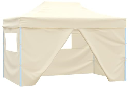 Home Items, faltbares Pop-Up-Zelt mit 4 Seitenwänden, 3 x 4,5 m, cremeweiß, Anzugmöbel