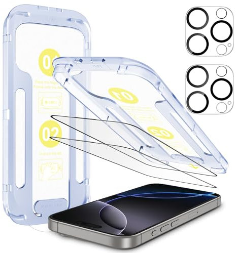 SPARIN für iPhone 16 Pro für Panzer Schutz Glas,3D Full Screen Auto-Installation, mit iPhone 16 Pro Kamera Schutzfolie, 2+2 Stück,9H Härte Vollständige Abdeckung Glas, Anti-Kratzerl, Keine Blasen