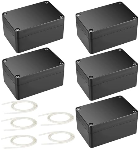Abzweigdose Wasserdicht IP66, Schwarz Electronic Projekt Box, Elektrozubehör Gehäuse Kunststoff, Verteilerdose Außen,5 Stück,58 x 83 x 34 mm