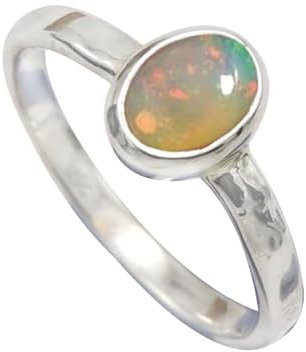 JEWELFORCE 925 Sterling Silber Opal Edelstein Ring Herren Damen Stein Band Ring Alle Größen Ring Handgefertigter Schmuck JSR-1080BE_55 (17.5)