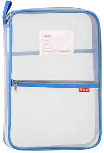 A4 Dokumententasche, Reisetasche aus Netzstoff, Datei Taschen, mit Reißverschluss, Nylon, besonders leicht, für Büro, Studenten, Reisen, Blau