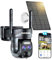 [8X Zoom] 4K Cámara Monitoreo WiFi Exterior/Interior Inalámbrico con Doble Lente Seguimiento Automático,con Panel Solar,360°PTZ Detección Humana,Nocturna Color,Sirena,Audio Bidireccional