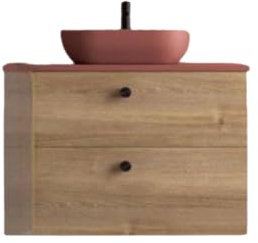 Mueble De Baño 70 Cm. 2 Cajones - Encimera + 1 Lavabo - Color Lavabo Negro - Color Encimera Azul