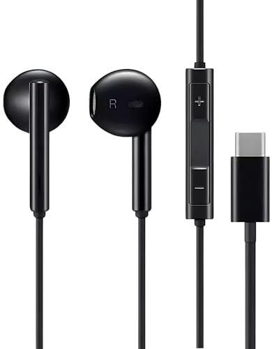 OOYES 2Pcs USB C Headphones Earbuds for i-Phone 16,Type C Earphones Wired Hi-Fi Stereo Noise Earbuds(Microphone & Remote Control) Noise reduction with Mic&Volume Control For Sam-sung S24/S23(Black)