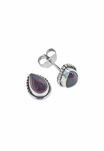 Ohrstecker 925 Silber Granat roter Stein Edelstein Ohrringe echt Silber Damen Sterling Silber Stecker Geschenk (MOS-103-02)