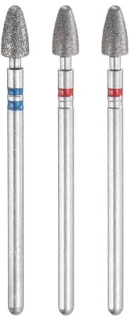 sourcing map Lot de 3 forets diamantés à tête ogive de 4 mm, tige de 2,35 mm, longueur de 7 mm, forets rotatifs pour pierre, céramique, verre, polissage, bleu