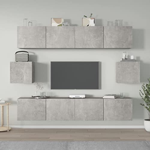 Festnight Set di Mobili Porta TV 6 pz Grigio Cemento in Legno Multistrato Soggiorno Moderno Mobili Mobile Salotto Moderno Mobili Porta TV Mobile per TV Soggiorno Porta TV Moderno
