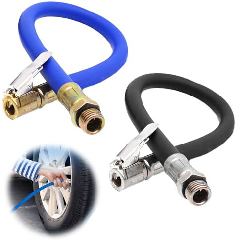 2 Stück Reifenfüller Schlauch,Reifenfüller,Autoventil Adapter,Reifenfüllschlauch,12.5mm Ventilverlängerung Autoventil Adapter Schlauch Reifenfüllschlauch Ersatzschlauch Für Luftpumpe (Schwarz+Blau)