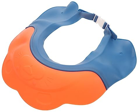 Verstellbare Ohrenschutz mit Shampoo Haube Rot für Babys, Kinder | für Baden und Styling, Liebevolle Form, Leicht zu Reinigen, Kunststoff, Schützt Augen und Ohren