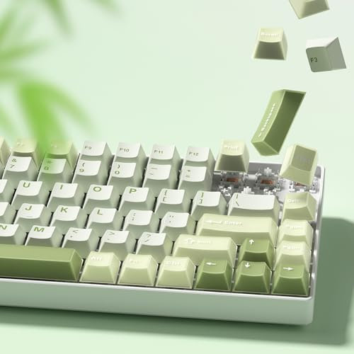 Womier Tastenkappen, Weiß und Grün, glänzende Tastenkappen, 60, 65, 75, 100 Prozent, benutzerdefinierte Tastatur-Tastenkappen, Kirsch-Profil für 61/68/84/87/98/100 Cherry Gateron MX Mechanisch