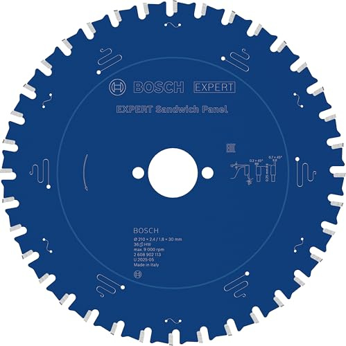 Bosch 1x Expert Sandwich Panel Circ Saw Blade | for Metal sandwich, Ø 210 mm, Professional Accessory Hand-Held Corded Circular Saws, Plunge Saw