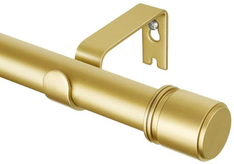 HOTOZON Gardinenstange Gold, 80-148 cm Vorhangstange Ausziehbar, 25 mm Durchmesser, Gardinenstange Verstellbar Metall, mit Kappenknäufen, Halterungen, Vorhang Stange für Fenster, Schlafzimmer