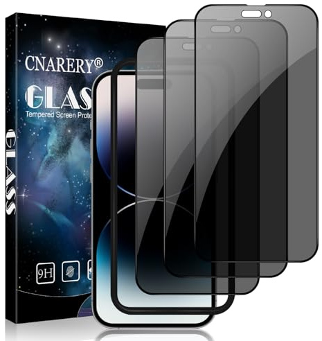 Cnarery 3 Pack for iPhone 14 Pro Max Privacy Screen Protector, Anti-Scratch 9H Hardness Scratch Resistant Case Friendly High Sensitivity Anti Spy Tempered Glass Film With Installation Frame