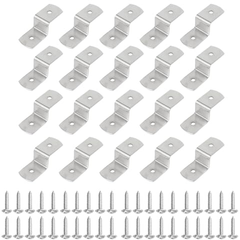 COZERI 20er Set Metall Z-Winkel mit 40 Schrauben, Bilderrahmen Aufhänger | Z-Form Aufhänger für Bilderrahmen, Hosenträger Klammern, universelle Schrauben inklusive, einfache Montage