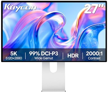 Kuycon G27P 27 inch FHD (5120x2880) 5K Monitor, HDR, IPS, 1.07 Billion Colors, 99% sRGB, 2000:1 Contrast, Eye Care, Anti-Glare (Minimalist - with Stand)