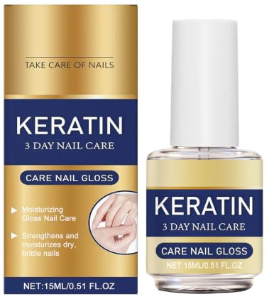 Keratin Nail & Cuticle Oil 15ml, 3 Day Intensive Strengthening Oil, Fast Hydration Moisturizing Cuticle Oil for Dry Brittle Weak Damaged Nails, Nail Oils for Natural Nails after Gel or Acrylic Removal