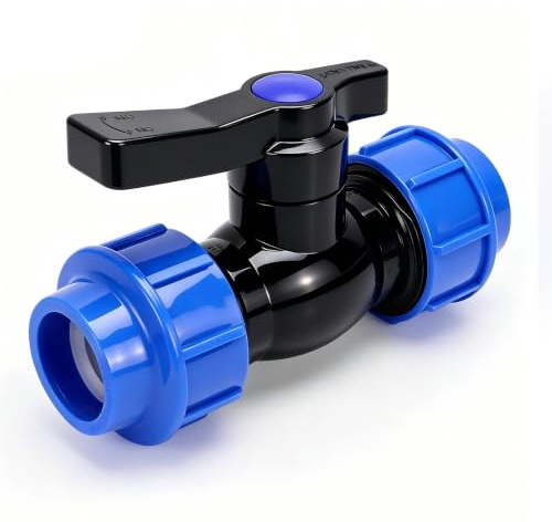 HZOUHONG PE Rohr 32mm Verbinder, PE Rohr Kugelhahn Kunststoff Klemmverbinder, PP-Fitting 2 Wege Rohrkugelhahn, Für Poolverrohrung Teich Aquaristik Entwässerung Bewässerung