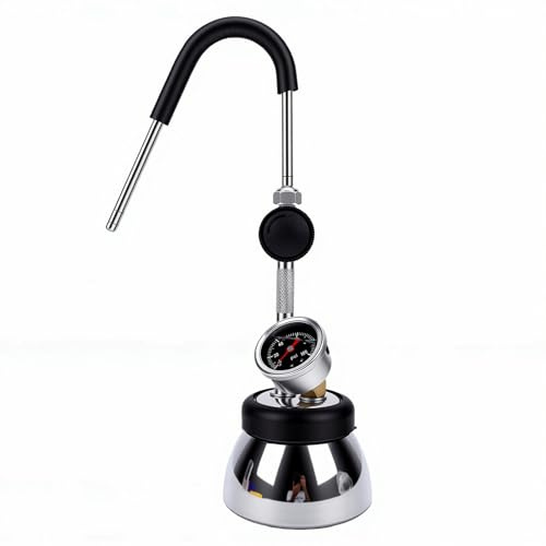 AUNMAS Steam Milk Frother 4 Bar Stainless Steel Stovetop Frother with 3 Hole Nozzle and Pressure Gauge for Induction Gas Ceramic Cooktop