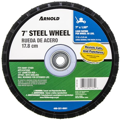 ARNOLD 7 Universal Replacement Steel Wheel with 55 lb. Load Rating, Black