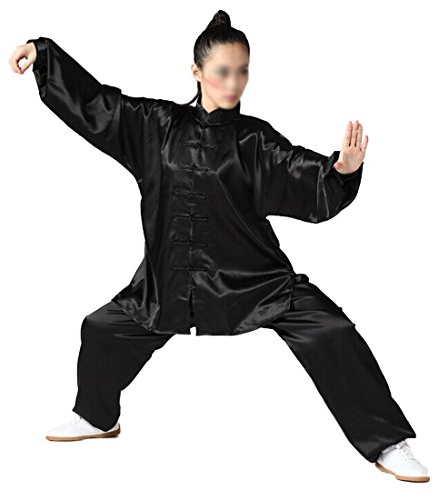 Andux Kampfsport Tai Chi Anzug Kung Fu Uniformen Unisex SS-TJF01 (Schwarz,XXL)