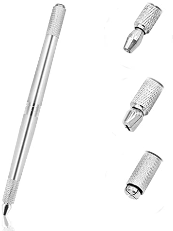 Pinkiou Microblading Pen Augenbrauen-Tattoo-Stift 3 Köpfe Manuelles Microblading-Versorgungsfahrzeug für natürliche Augenbrauenfarbe Permanent Make-up (Silber)