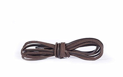 Kaps Leather Laces, lacets de bottes en cuir de qualité 100% véritable, fabriqués en Europe (140 cm - 55 pouces - 8 à 10 paires d'oeillets / 76 - Marron)