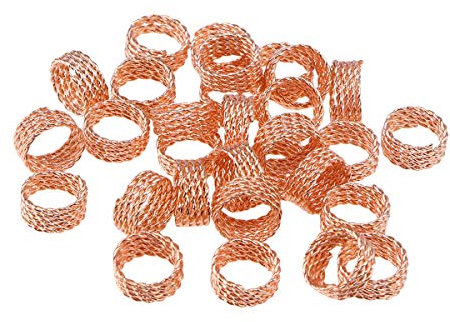 Frcolor Dreadlocks Beads Metal Hair Cuffs Hair Filigree Tube 30Pcs (Rose Gold)