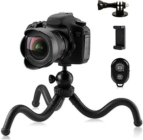 Treppiede Flessibile Portatile Adurei Treppiede Premium per iPhone, Fotocamera, Gopro e Smartphone con Supporto Universale, Telecomando Bluetooth e Adattatore Go pro