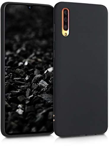kwmobile Hülle kompatibel mit Samsung Galaxy A70 Hülle - weiches TPU Silikon Case - Cover geeignet für kabelloses Laden - Schwarz matt