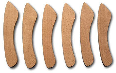HEINKE Buttermesser aus Holz, breites Butterstreuer, Käsemesser für Sahne, Kuchen, Spatel, Gewürz – 6 Stück