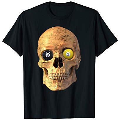 Lustiges Pool Billard Snooker Totenkopf Design T-Shirt