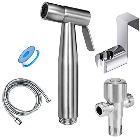 Hand Bidet Wasserhahn Edelstahl gebürstet Bidet Sprayer Set Montierung auf Tank oder Wand, Bidet Zubehör