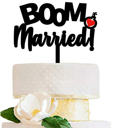 LOVENJOY Boom! Married Funny Wedding Cake Topper, Gift-Boxed