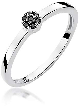 Damen Versprechen Ring Verlobungsring Antragsring 585 14k Gold Weißgold natürlicher echt Schwarze Diamanten Brillanten