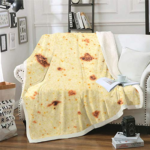 Tortilla Burrito Decke Burrito Wrap Pfannkuchen Kreativ Wohndecke Gelb Mexikanischer Kuchen Kuscheldecke 150x200cm Luxus Delicious für Couch Flanell Fleecedecke
