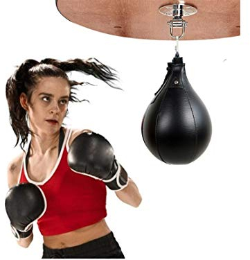 CMLLING Speed Bag Plattform Hängende Lochkugel für MMA Muay Thai Training Reflex Boxkugel (1 Stück) (Schwarz)