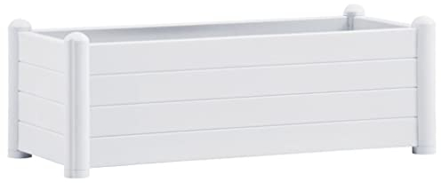 vidaXL Lit Surélevé de Jardin Jardinière d'Extérieur Pot de Fleurs Bac à Plantes Lit de Plantation Plate-Bande Cour PP Blanc 100x43x35 cm