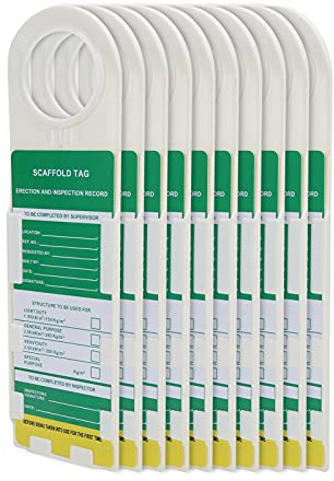 Scaffold Tag, 10PCS Scaffolding Listing, PVC Plastic Waterproof Safety Signs, Engineering Safety Warning Signs for Electricity, Chemical Industry, Industry, Construction Site