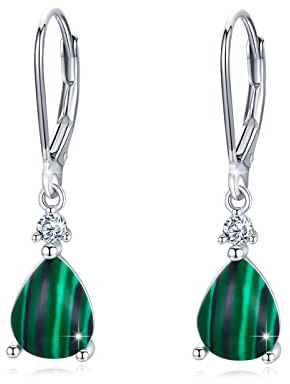 Malachit Tropfen Ohrringe 925 Sterling Silber Malachit Ohrstecker Schmuck Geschenke für Frauen Mädchen…