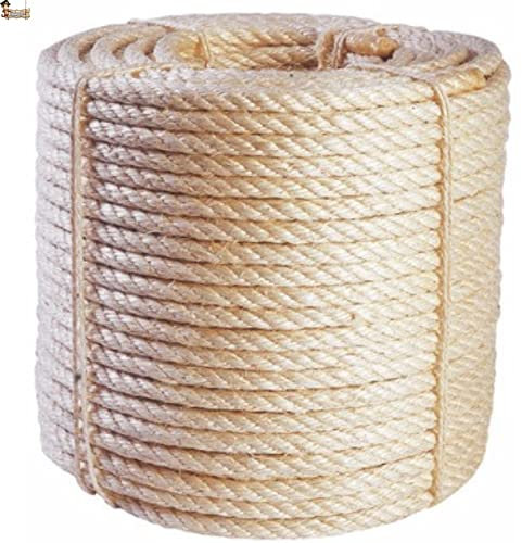 BricoLoco.com Corde SOGA sisal naturel épais ou fin pour travaux manuels, grattoir à chat, décoration. Corde Pita. Plus résistante que le jute ou le spartum. (50, Ø 8 mm)